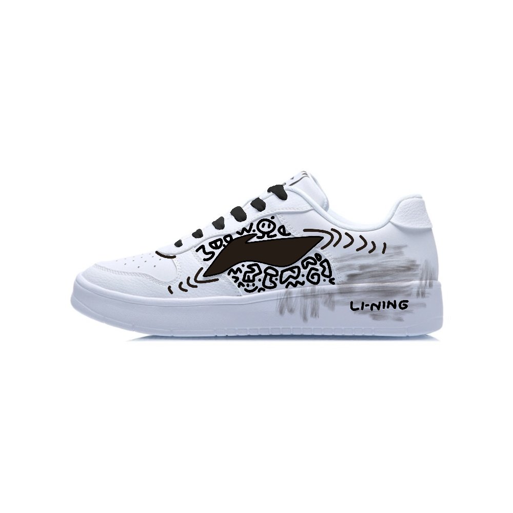 LiNing Pontoon Boats Slip Resistant Height Increasing Low top Skateboard Shoes Men's White Black