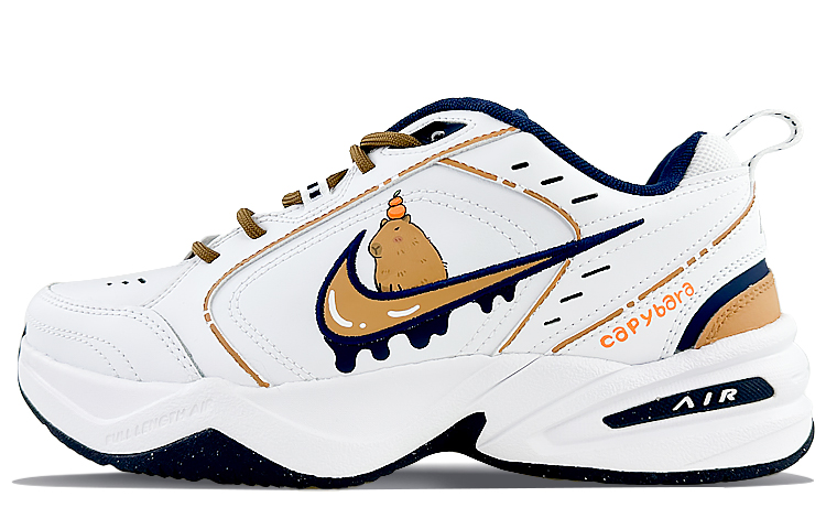 Nike Air Monarch 4 Anti-Slip And Wear-Resistant Height Increasing Coverage Low-Top Chunky Sneakers Unisex Brown White