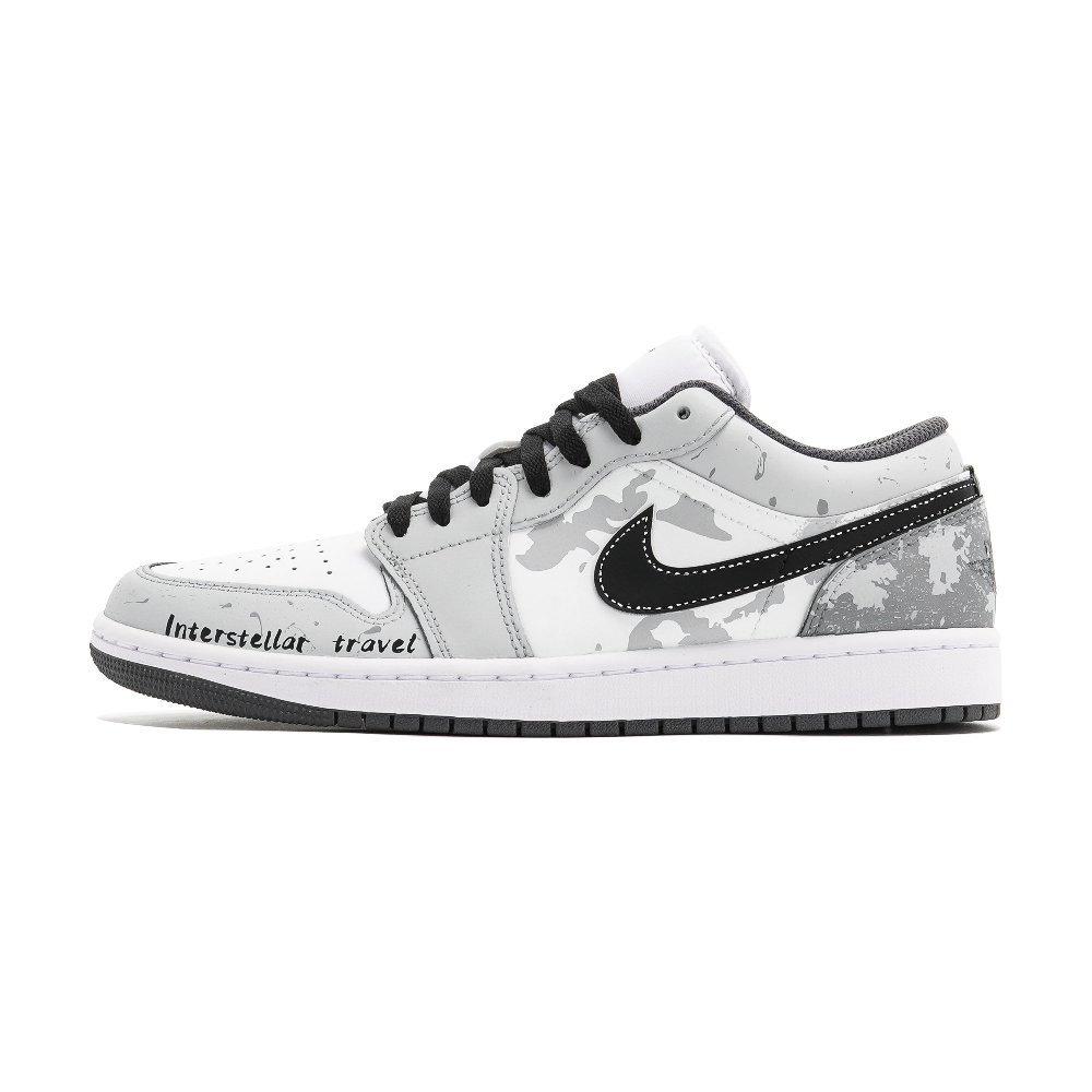 Jordan Air Jordan 1 Abrasion Resistant Low Top Vintage Basketball Shoes Unisex Light Gray