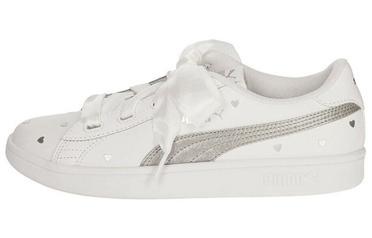 PUMA Smash V2 Ribbon Retro Low Tops Casual Skateboarding Shoes White Women's