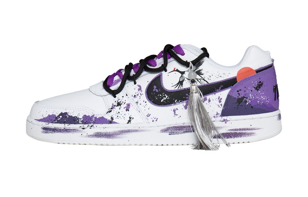 Nike EBERNON Anti-Slip Wear-Resistant Low-Top Skateboard Shoes Men's White Purple