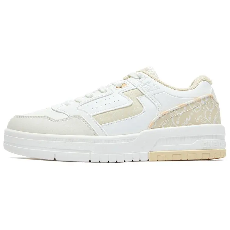 361° Slip Resistant Shock Absorbers Mid Top Skateboard Shoes Women's White Beige