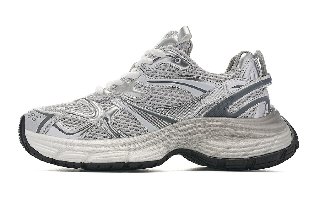 EBLAN Cushioning, Slip Resistant, Lightweight, Height Enhancing Low Top Chunky Sneakers Unisex Silver