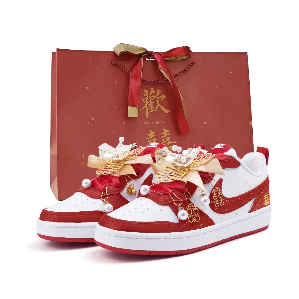 Nike Court Borough 2 Low Top Skateboard Shoes Women's Red