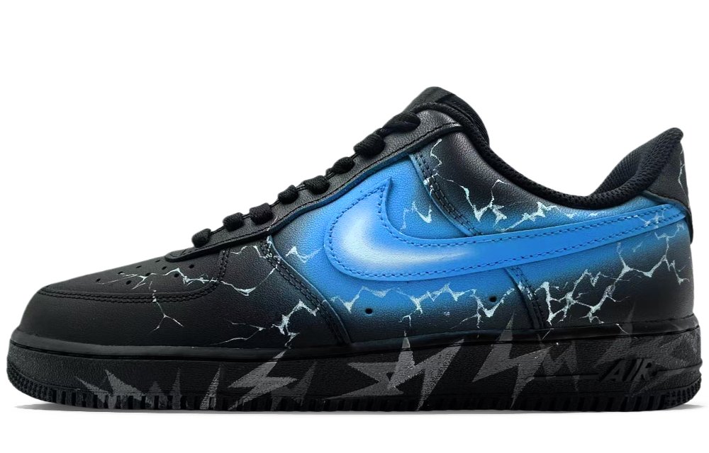 Nike Air Force 1 Anti-Slip Wear-Resistant Low-Top Skateboard Shoes Unisex Blue Black