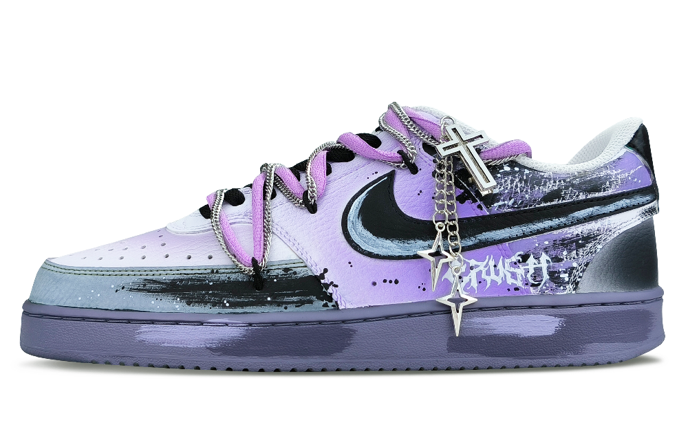 Nike Court Vision 1 Skateboard Shoes Men Low-Top Black/Purple/Silver/White