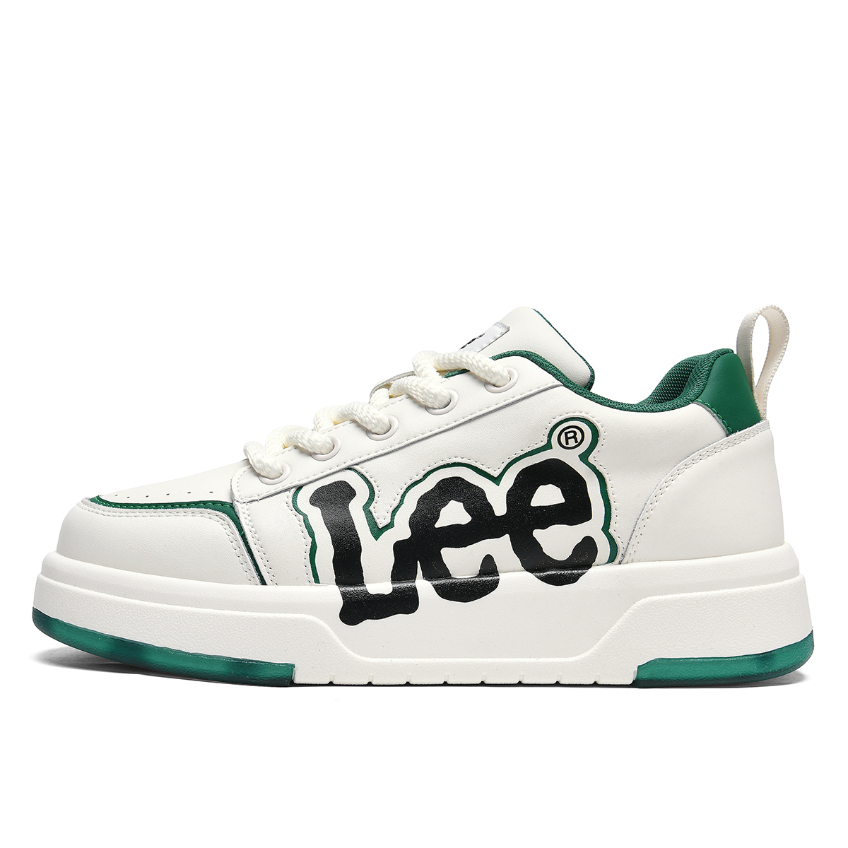 Lee Trendy Versatile, Fashion Minimalist Style White Sneakers Low Top Skateboard Shoes Men's