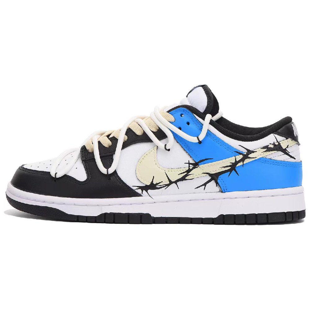 Nike Dunk Low Low-Top Skateboard Shoes GS Black Blue Ecru