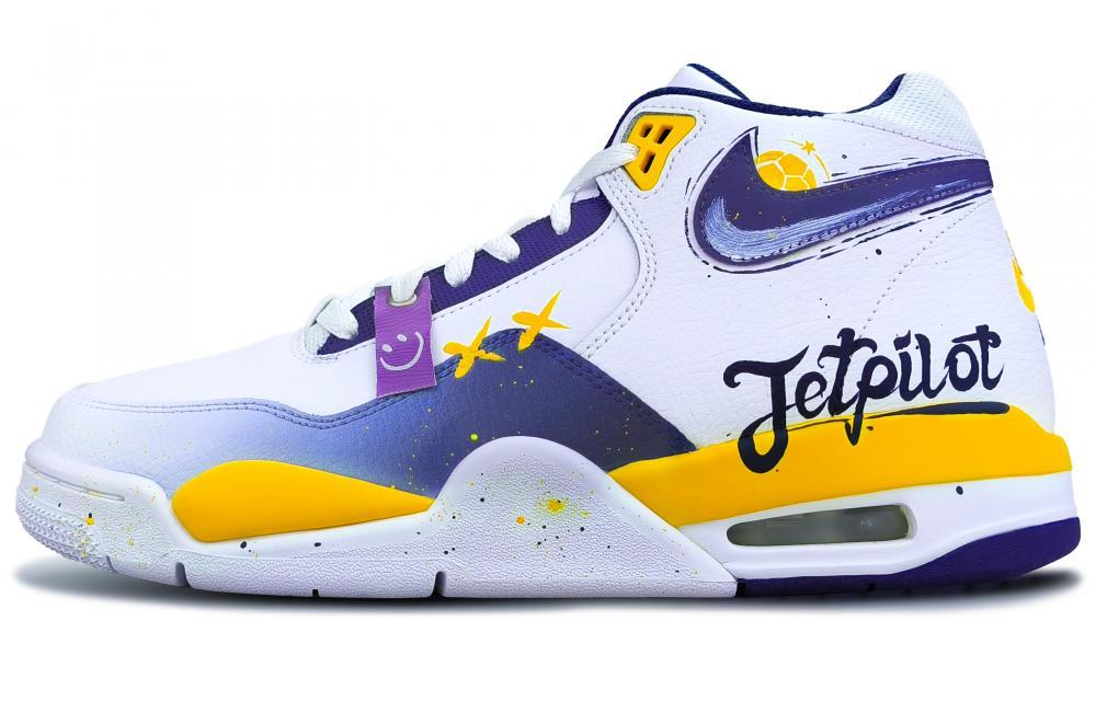 Nike Flight Legacy Vintage Basketball Shoes Men Mid-Top Yellow/Blue/Purple/White