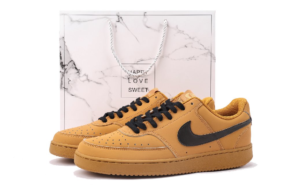 Nike Court Vision 1 Anti-Slip Wear-Resistant Low-Top Skateboard Shoes Unisex Wheat