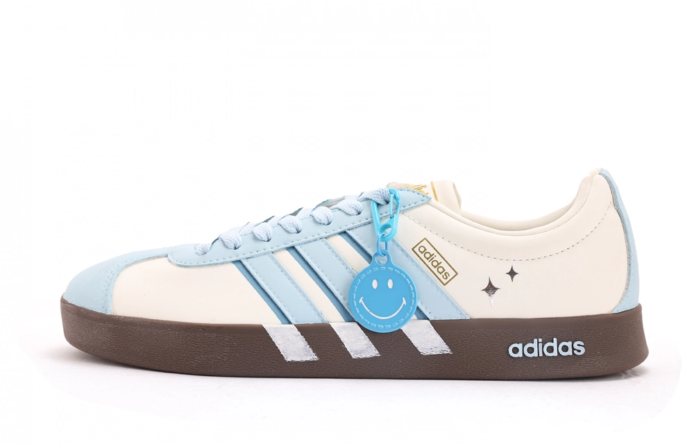 Adidas Vl Court Classic Coverage Abrasion Resistant Low top Skateboard Shoes Women's White Blue