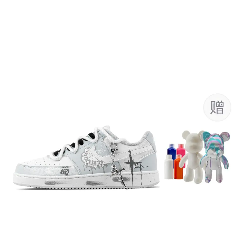Nike Court Vision Rose Whisper, Fluid Bear Abrasion Resistant Low top Skateboard Shoes Men's Light Blue