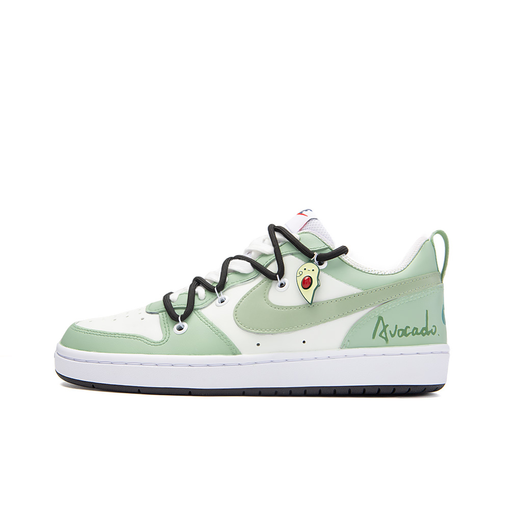 Nike Court Borough Avocado, Amber Anti Slip Wear Resistant Low Top Skateboard Shoes GS White Green