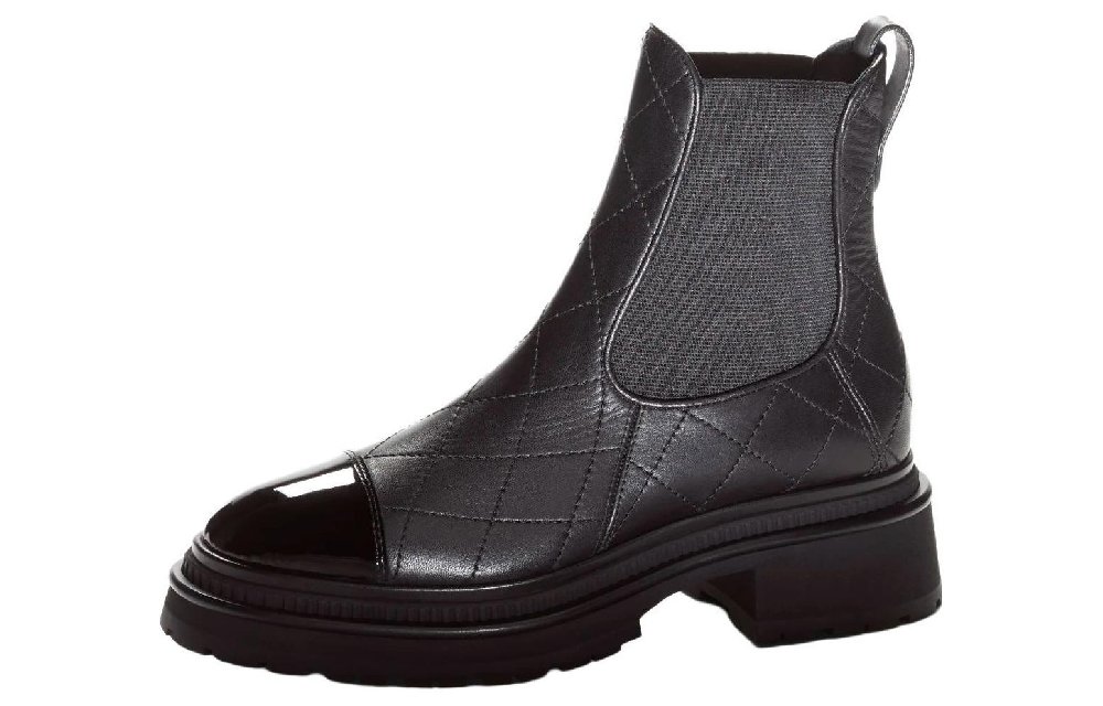 CHANEL Short Chelsea Boots 4cm Women's Black