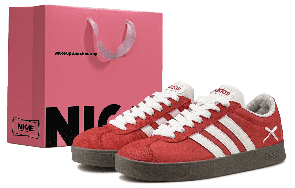 Adidas VL COURT 2.0 Wear resistant And Lightweight Low top Skateboard Shoes Unisex Red