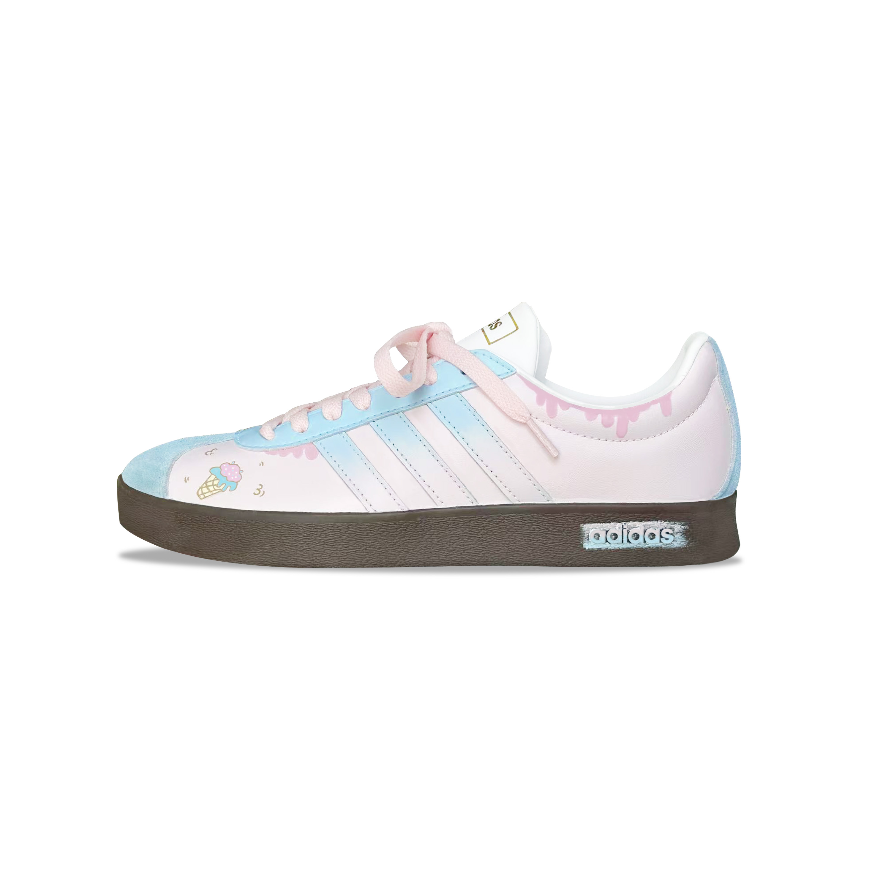 Adidas Neo VL Court 2.0 Vanilla Ice Cream Lightweight Anti Slip Low top Skateboard Shoes Unisex Blue Pink