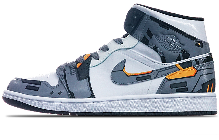 Jordan Air Jordan 1 Mid 'Island Green' Mid-Top Vintage Basketball Shoes Men's Gray White Yellow