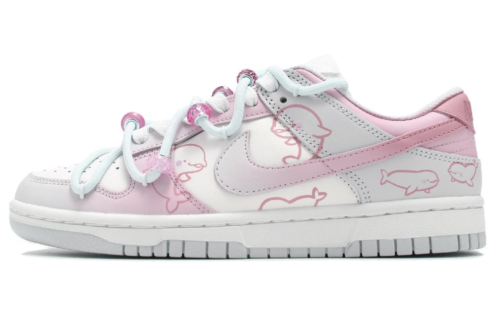 Nike Dunk Low Anti-Slip And Wear-Resistant Lightweight Low-Top Skateboard Shoes Unisex White Pink
