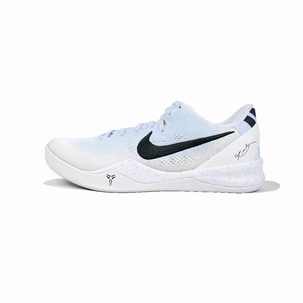 Nike Kobe 8 Cushioned Slip-Resistant Breathable Low-Top Basketball Shoes Unisex White Blue