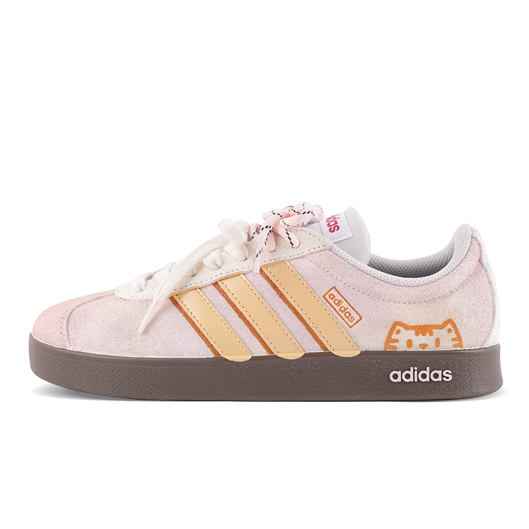 Adidas VL COURT 2.0 Abrasion Resistant Low Top Skateboard Shoes Unisex Orange Pink
