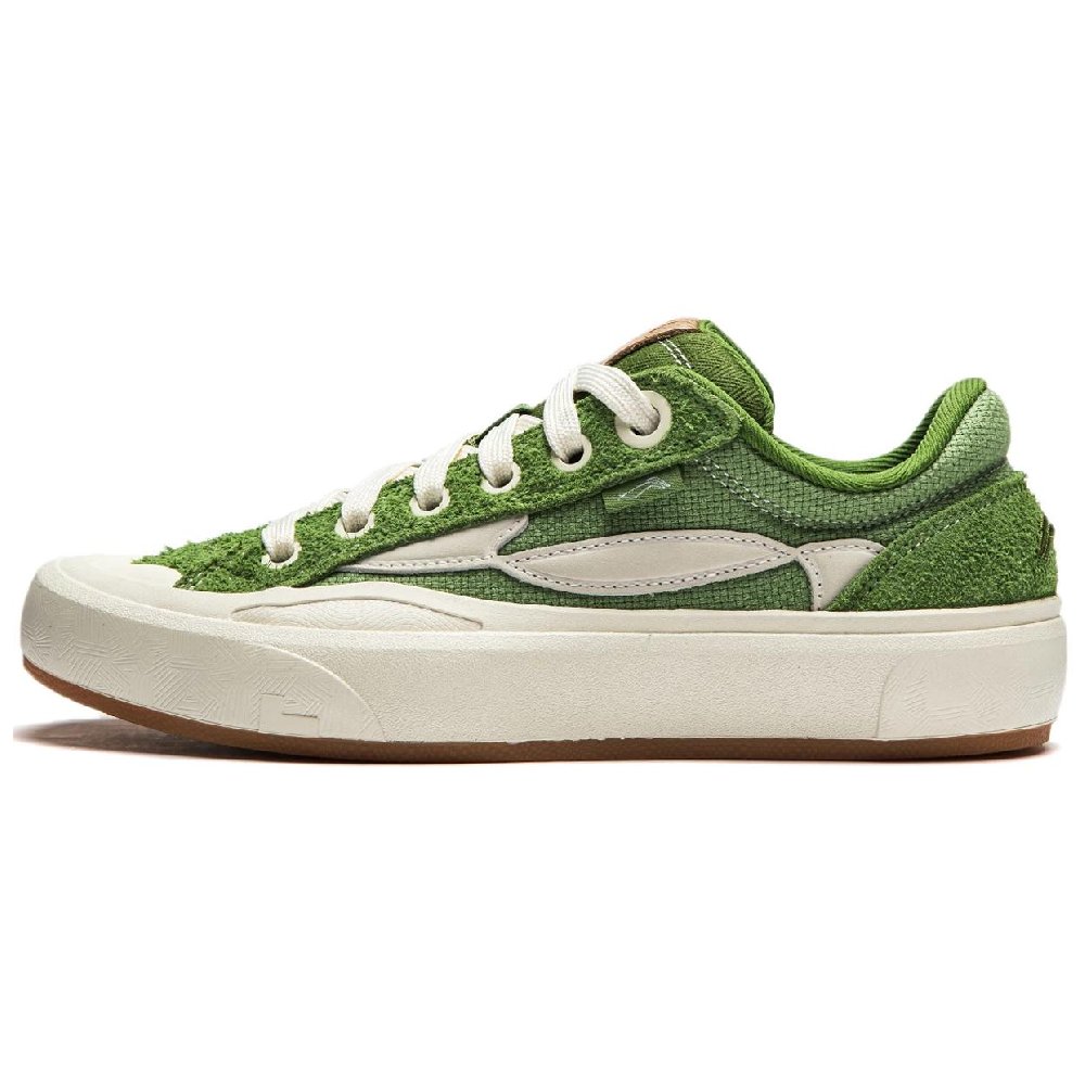 LiNing Wave Anti-Slip Wear-Resistant Low-Top Skateboard Shoes Women's Green White