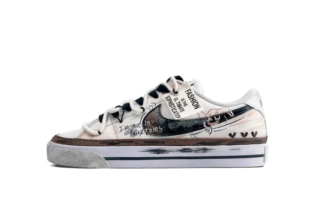Nike Court Legacy Zero Gravity, Dirty Rabbit Nightmare Low top Skateboard Shoes Unisex Black White