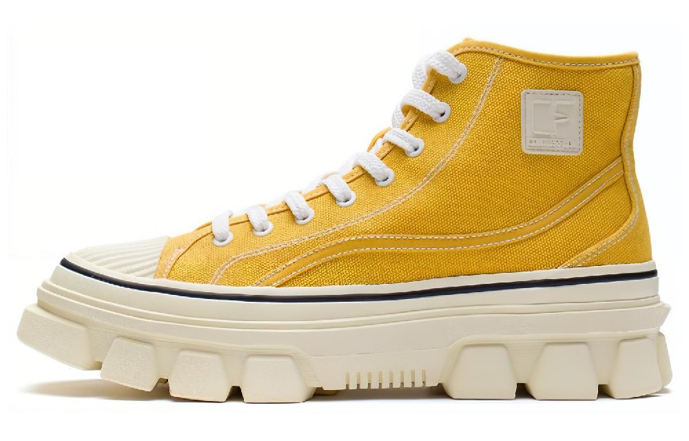 LiNing CF Tracing Anti-Slip And Wear-Resistant Support High-Top Sports Casual Shoes Unisex Yellow