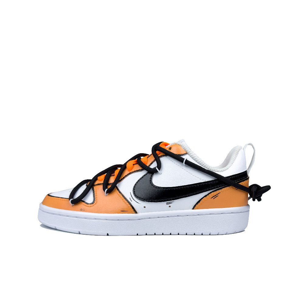 Nike Court Borough Slip-Resistant Cushioning Abrasion-Resistant Low-Top Skateboard Shoes GS Orange White Black