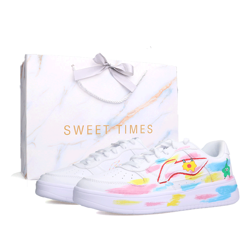 LiNing Pontoon Boats Slip Resistant, Lightweight, And Breathable Low Top Skateboard Shoes Unisex Rainbow