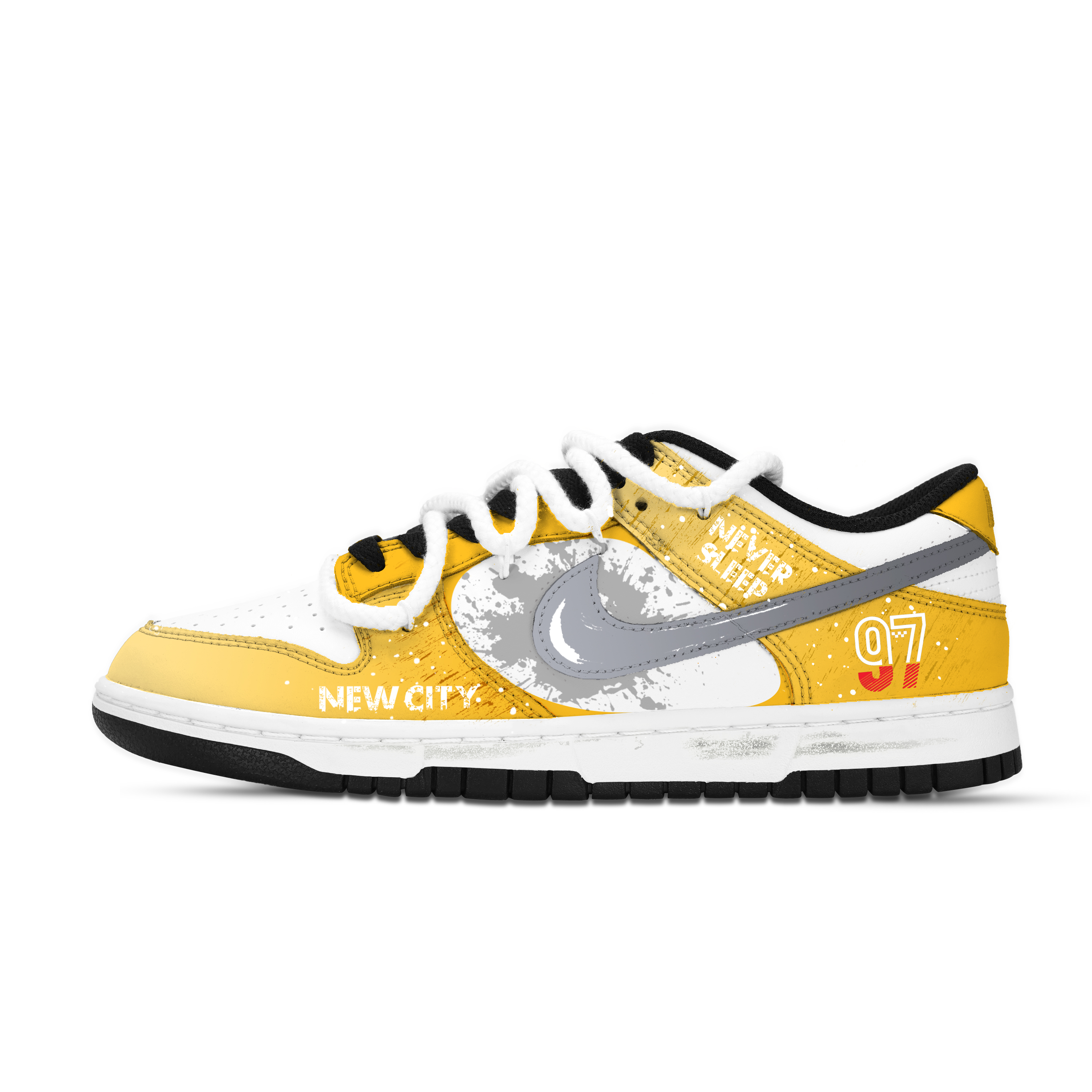 Nike Dunk 97 Keys Abrasion Resistant Slip Resistant Low top Skateboard Shoes Unisex Yellow Gray White