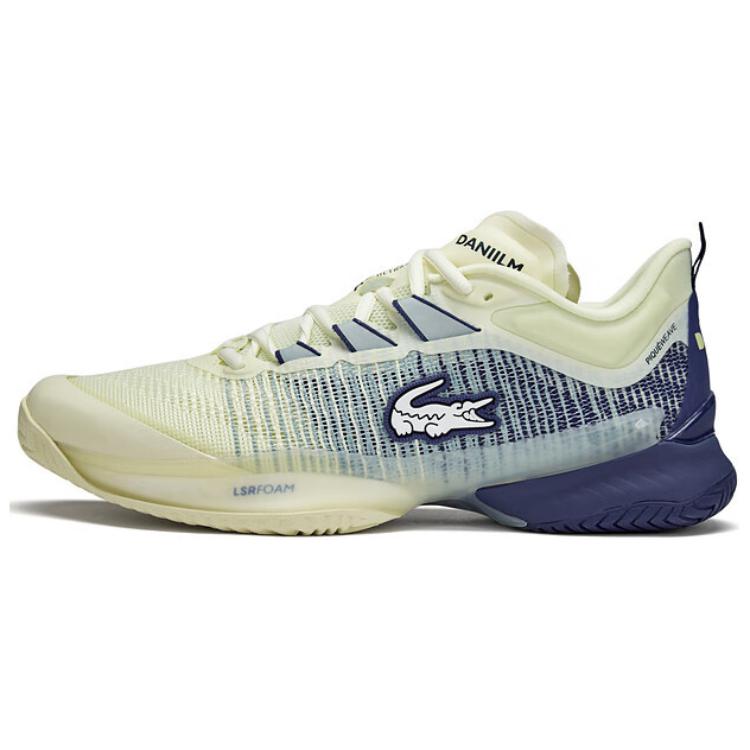 LACOSTE Slip-Resistant Low-Top Casual Shoes Men's Light Yellow Navy Blue