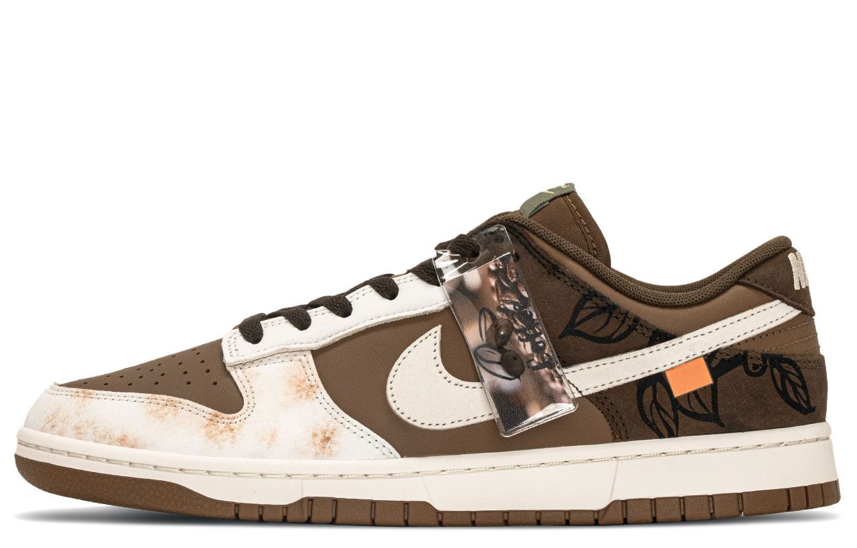 Nike Dunk Abrasion Resistant Low top Skateboard Shoes Men's Brown White