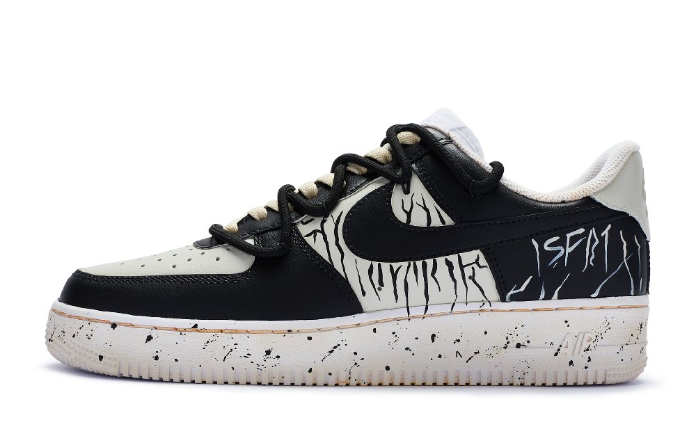 Nike Air Force 1 Low Top Skateboard Shoes GS Beige White Black