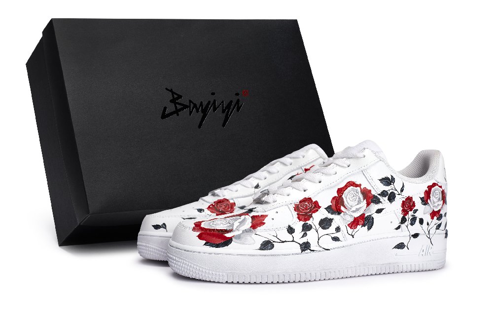Nike Air Force 1 Scarlet Flame Rose Slip-Resistant Low-Top Skateboard Shoes Unisex White Red Gray Black