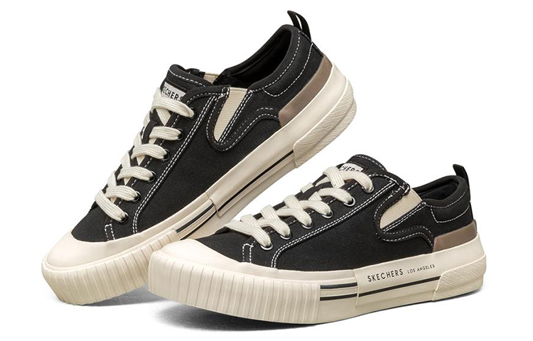 Skechers New Moon Canvas Shoes Gs Black Women's