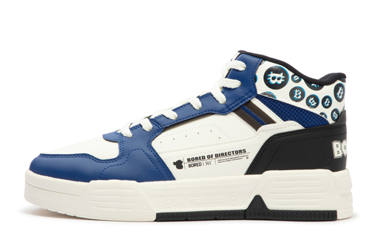 361° Bored Ape 4.0 Original Aspiration Abrasion Resistant Slip Resistant High Top Skateboard Shoes Men's White Blue
