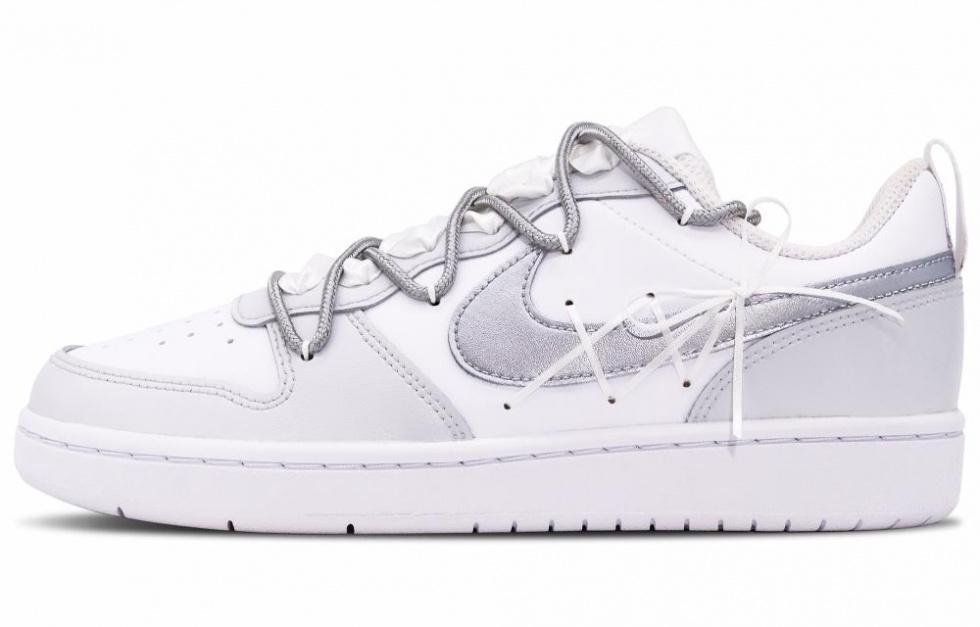 Nike Court Borough Low Top Skateboard Shoes Women's White Silver