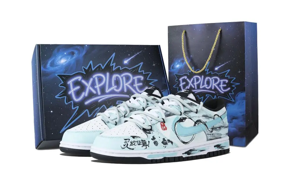 Nike Dunk Serpent Frenzy Abrasion Resistant Low top Skateboard Shoes Unisex Cyan