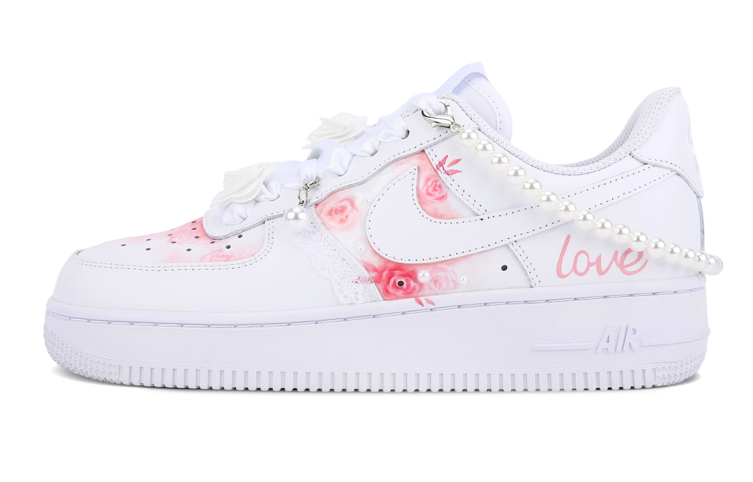 Nike Air Force 1 Abrasion Resistant Low top Skateboard Shoes Women's White Pink