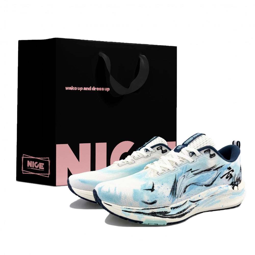 LiNing Red Hare 8 Slip Resistant Abrasion Resistant Low top Casual Marathon Running Shoes Men's Blue White