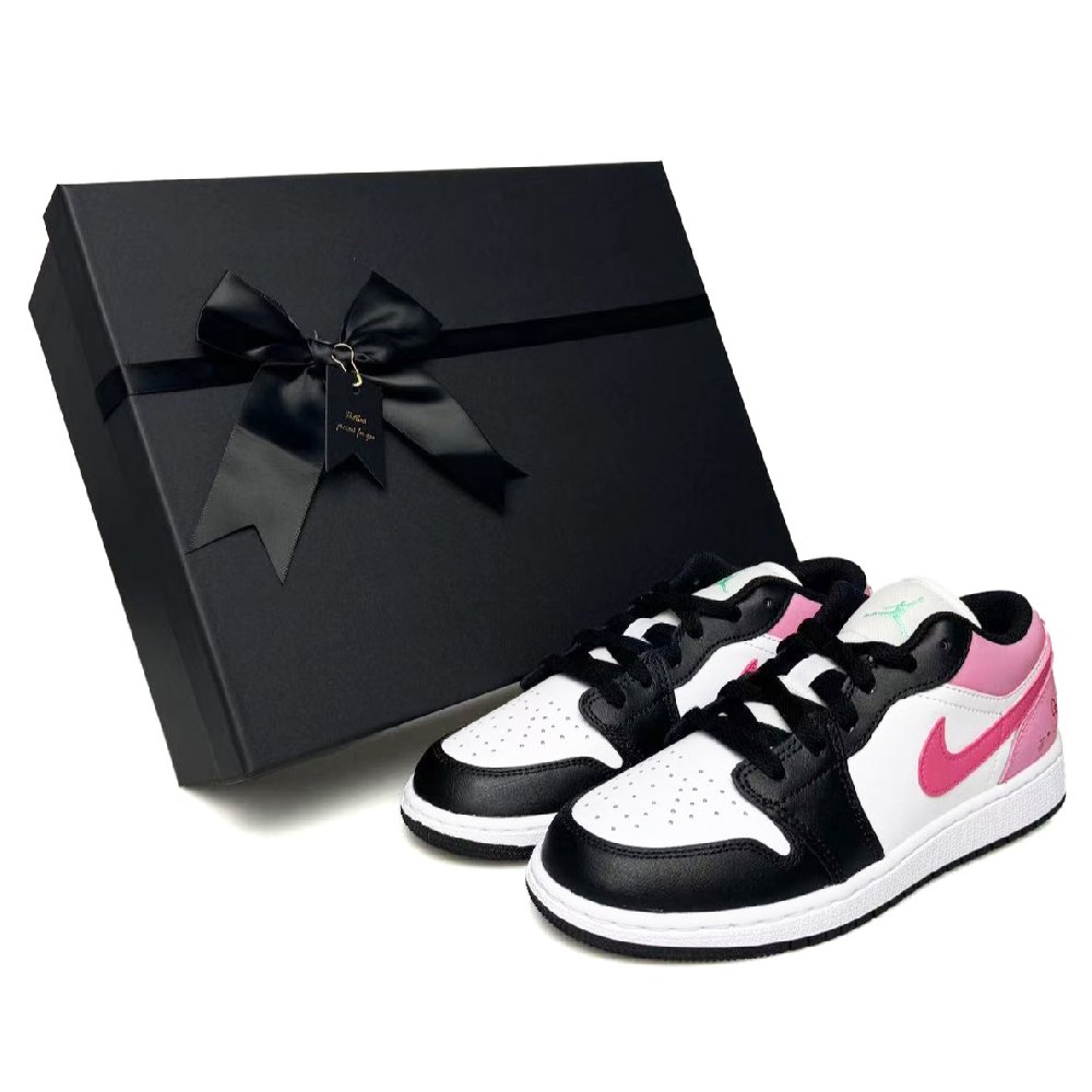 Jordan Air Jordan 1 Anti-Slip And Wear-Resistant Breathable Low-Top Vintage Basketball Shoes Women's Black White Pink