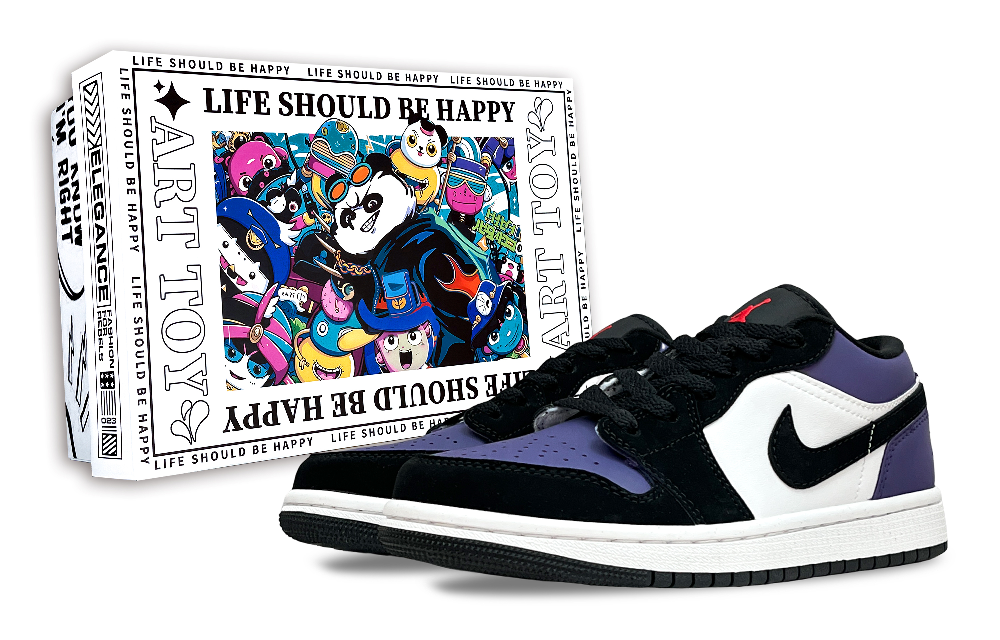 Jordan Air Jordan 1 Reverse Black Purple Anti Slip Wear Resistant Low Top Vintage Basketball Shoes Unisex Purple