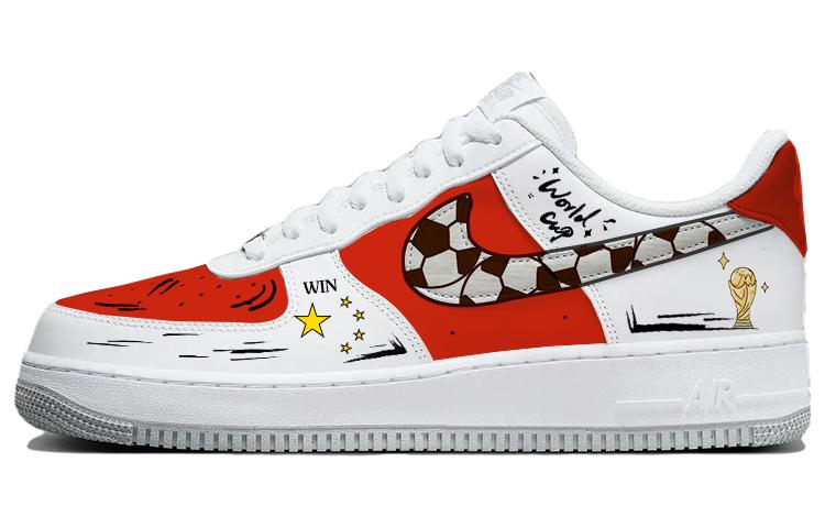Nike Air Force 1 Anti-Slip And Wear-Resistant Lightweight Low-Top Skateboard Shoes Men's White Red