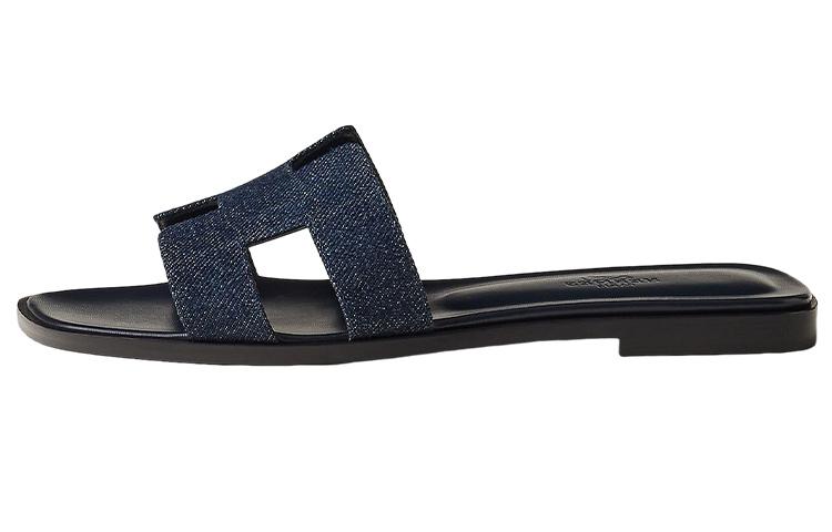 HERMES Oran Sandal Bleu Brut Denim