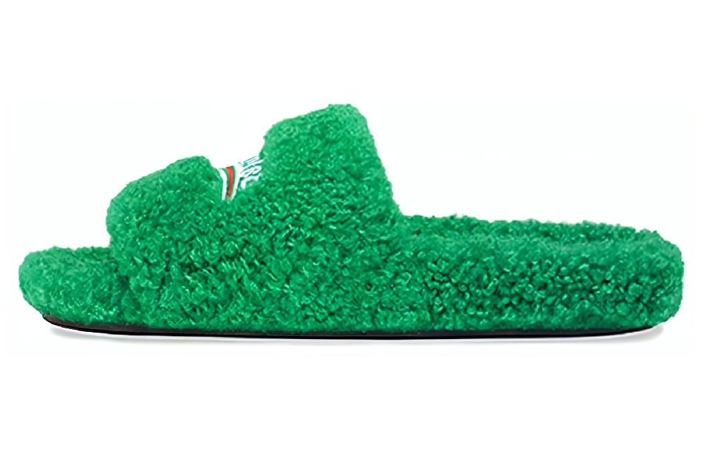 Balenciaga Furry Slide Green Women's