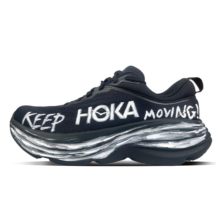 HOKA ONE ONE Bondi 8 Cushioning Anti-Slip And Wear-Resistant Low-Top Y2K Vintage Running Shoes Men's Black