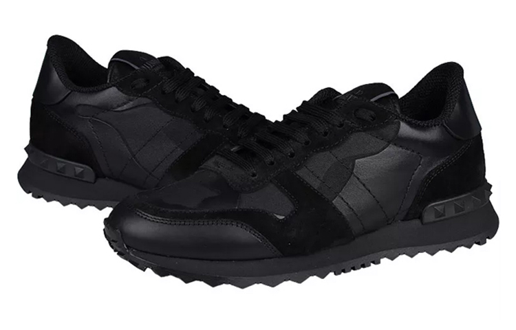 Valentino Rockrunner Breathable Low Top Casual Athletic Shoes Women's Black