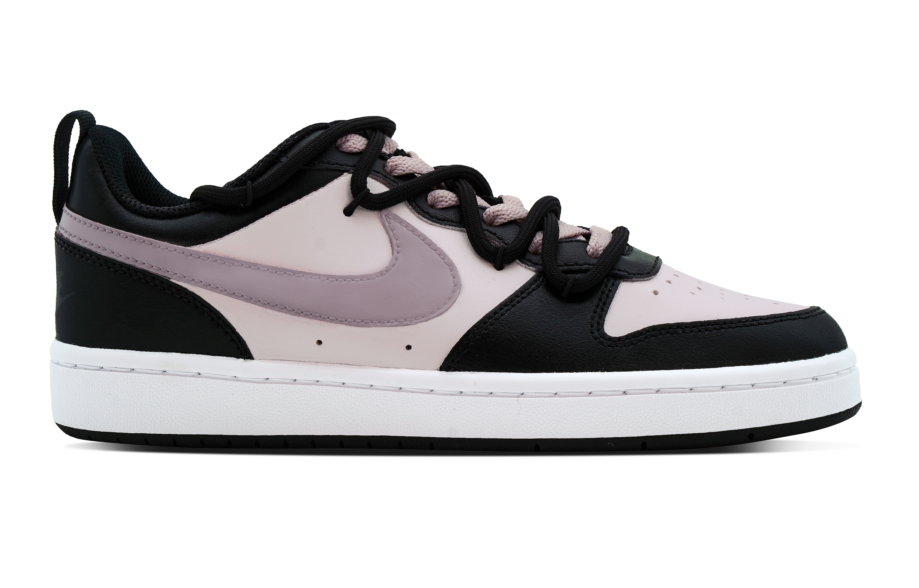 Nike Court Borough DEER Black Rose Raspberry Slip Resistant Abrasion Resistant Low top Skateboard Shoes GS Black Pink