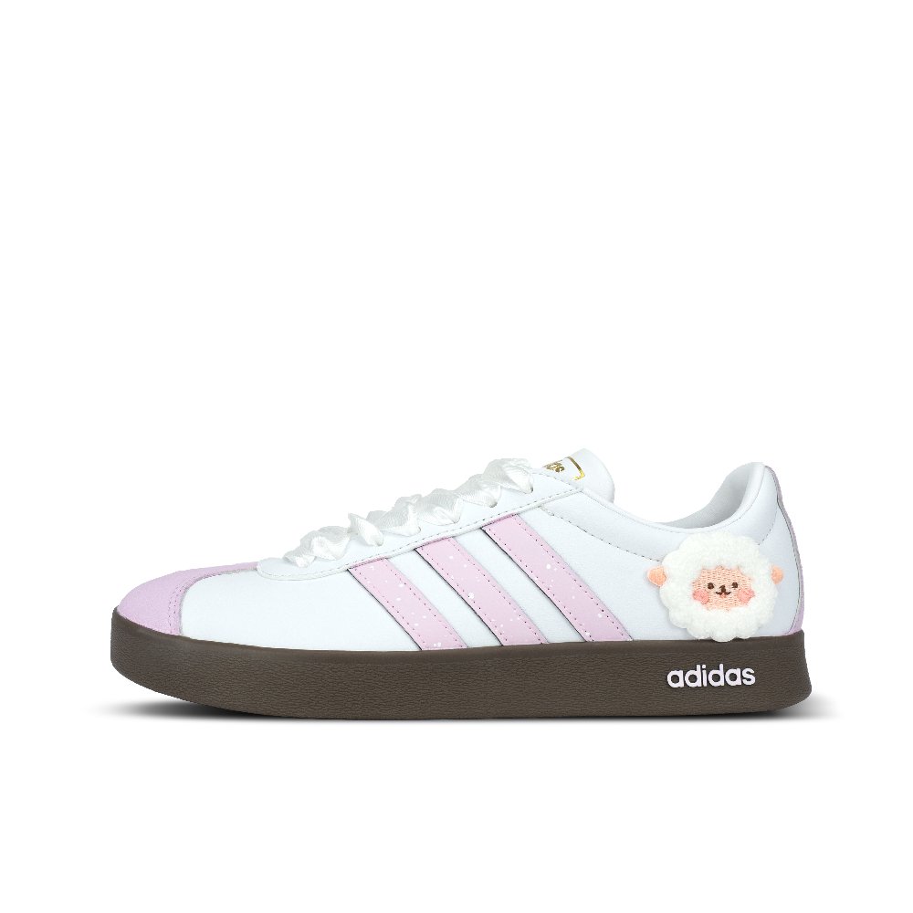 Adidas VL COURT 2.0 Joyful Ocean Abrasion Resistant Skateboard Shoes Unisex White Pink