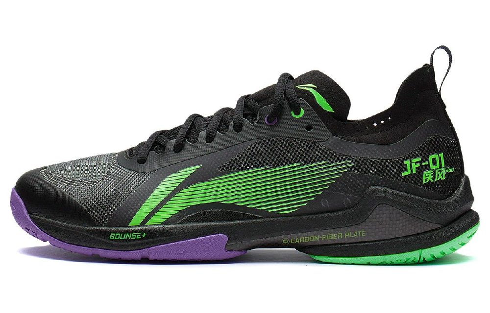 LiNing Sprint Pro Cushioning Wear-Resistant Low-Top Badminton Shoes Unisex Black Green